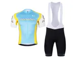 BONAVELO Cyklistický krátky dres a krátke nohavice - ASTANA - čierna/modrá/žltá BONAVELO Cyklistický krátky dres a krátke nohavice - ASTANA - čierna/modrá/žltá