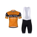 BONAVELO Cyklistický krátky dres a krátke nohavice - MOLTENI ARCORE - oranžová/čierna BONAVELO Cyklistický krátky dres a krátke nohavice - MOLTENI ARCORE - oranžová/čierna