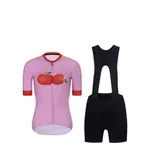 RIVANELLE Cyklistický krátky dres a krátke nohavice - FRUIT LADY - ružová/červená/čierna RIVANELLE Cyklistický krátky dres a krátke nohavice - FRUIT LADY - ružová/červená/čierna
