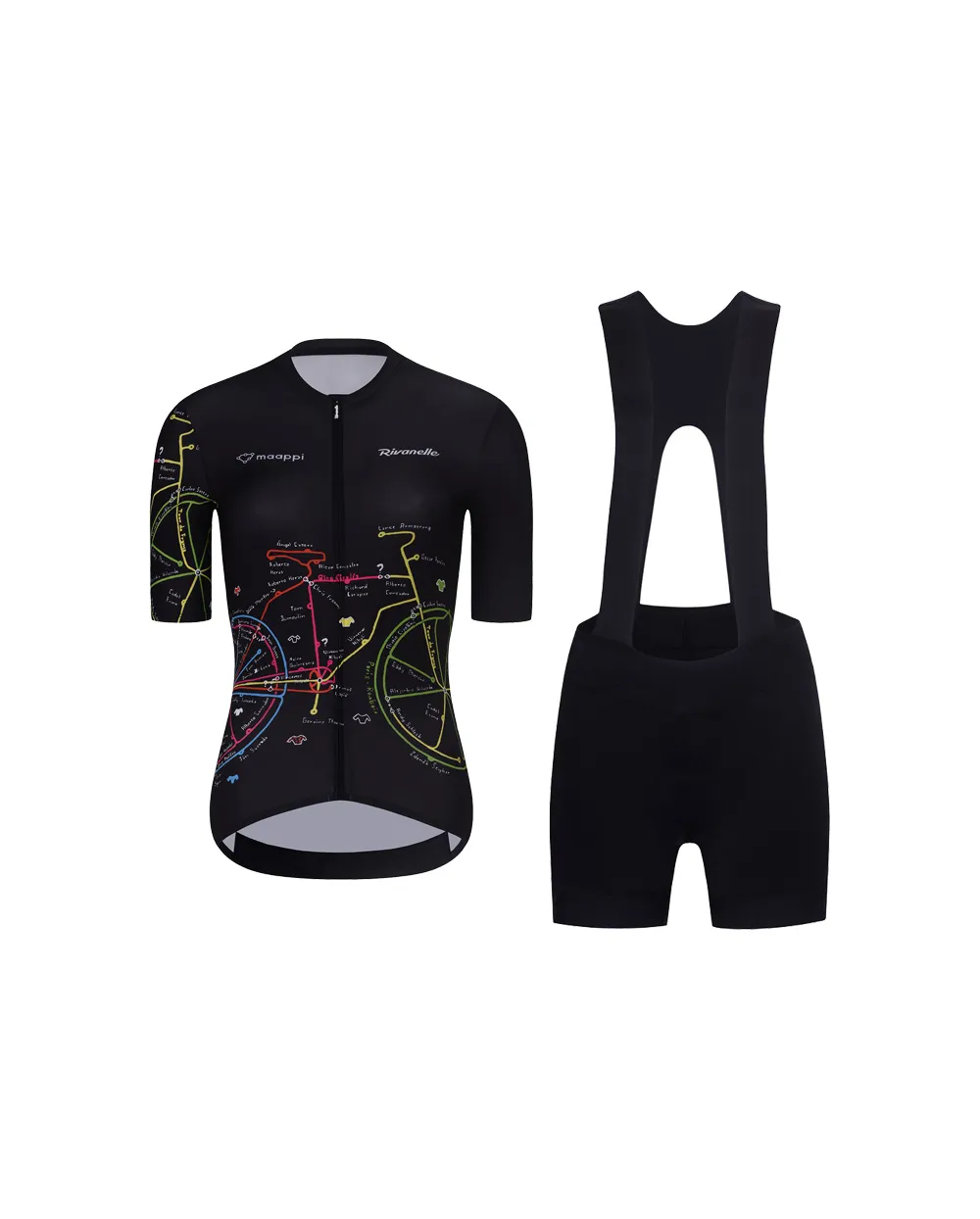 RIVANELLE Cyklistický krátky dres a krátke nohavice - MAAPPI DARK - ružová/čierna RIVANELLE Cyklistický krátky dres a krátke nohavice - MAAPPI DARK - ružová/čierna