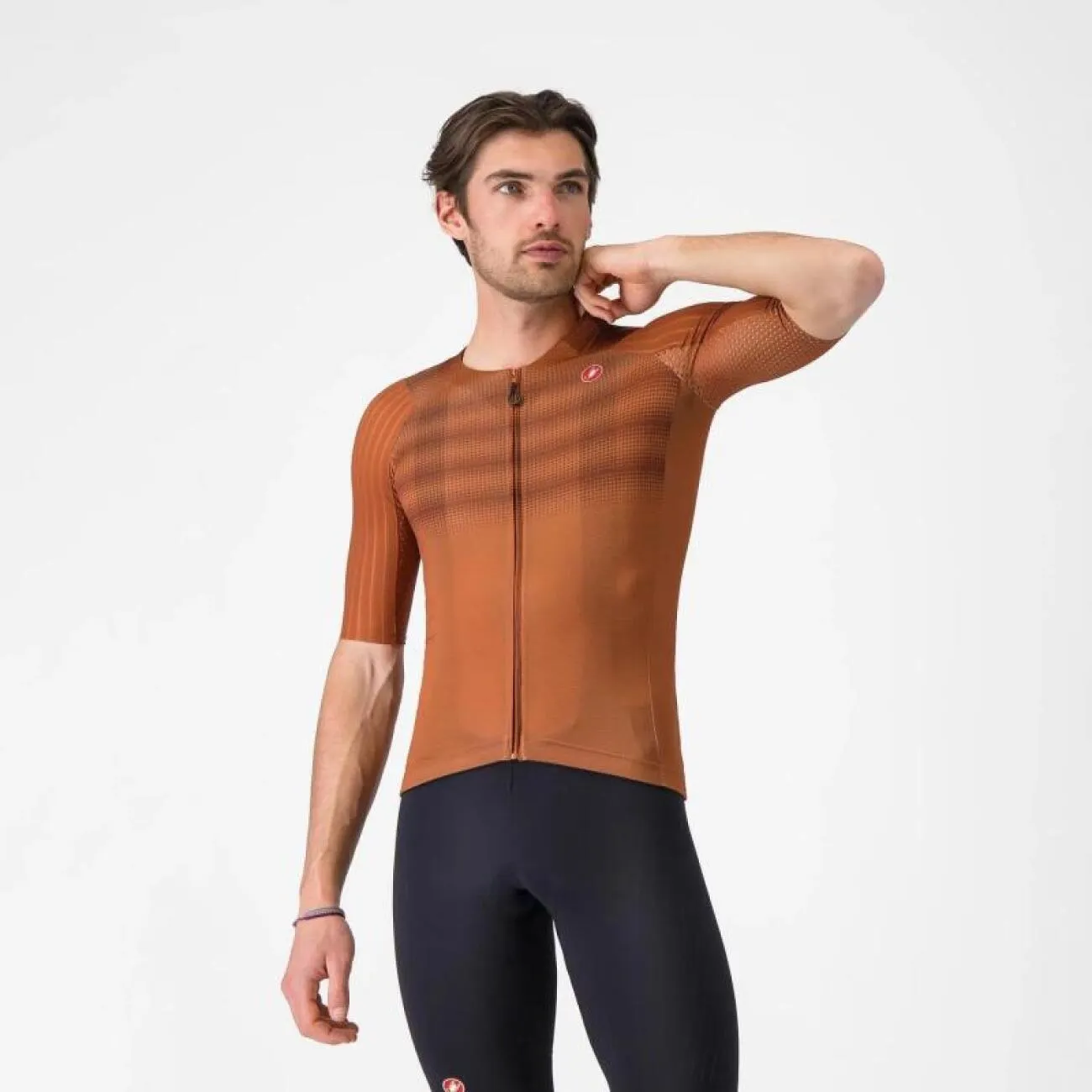 CASTELLI Cyklistický dres s krátkym rukávom - AERO RACE 8S - hnedá CASTELLI Cyklistický dres s krátkym rukávom - AERO RACE 8S - hnedá