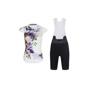 RIVANELLE Cyklistický krátky dres a krátke nohavice - MISS FLOWERY - čierna/biela/viacfarebná RIVANELLE Cyklistický krátky dres a krátke nohavice - MISS FLOWERY - čierna/biela/viacfarebná