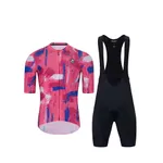 HOLOKOLO Cyklistický krátky dres a krátke nohavice - STROKES - modrá/čierna/ružová HOLOKOLO Cyklistický krátky dres a krátke nohavice - STROKES - modrá/čierna/ružová