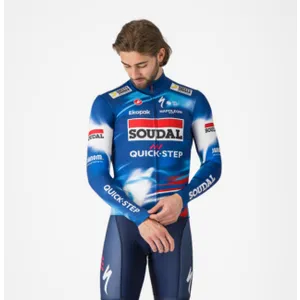 CASTELLI Cyklistický dres s dlhým rukávom zimný - PRO THERMAL QUICK STEP 2025 - modrá/červená CASTELLI Cyklistický dres s dlhým rukávom zimný - PRO THERMAL QUICK STEP 2025 - modrá/červená