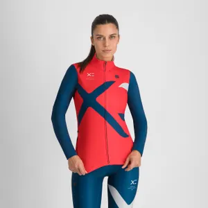 SPORTFUL Cyklistický dres s dlhým rukávom zimný - SQUADRA W - červená/modrá SPORTFUL Cyklistický dres s dlhým rukávom zimný - SQUADRA W - červená/modrá