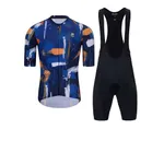 HOLOKOLO Cyklistický krátky dres a krátke nohavice - STROKES - oranžová/čierna/modrá HOLOKOLO Cyklistický krátky dres a krátke nohavice - STROKES - oranžová/čierna/modrá