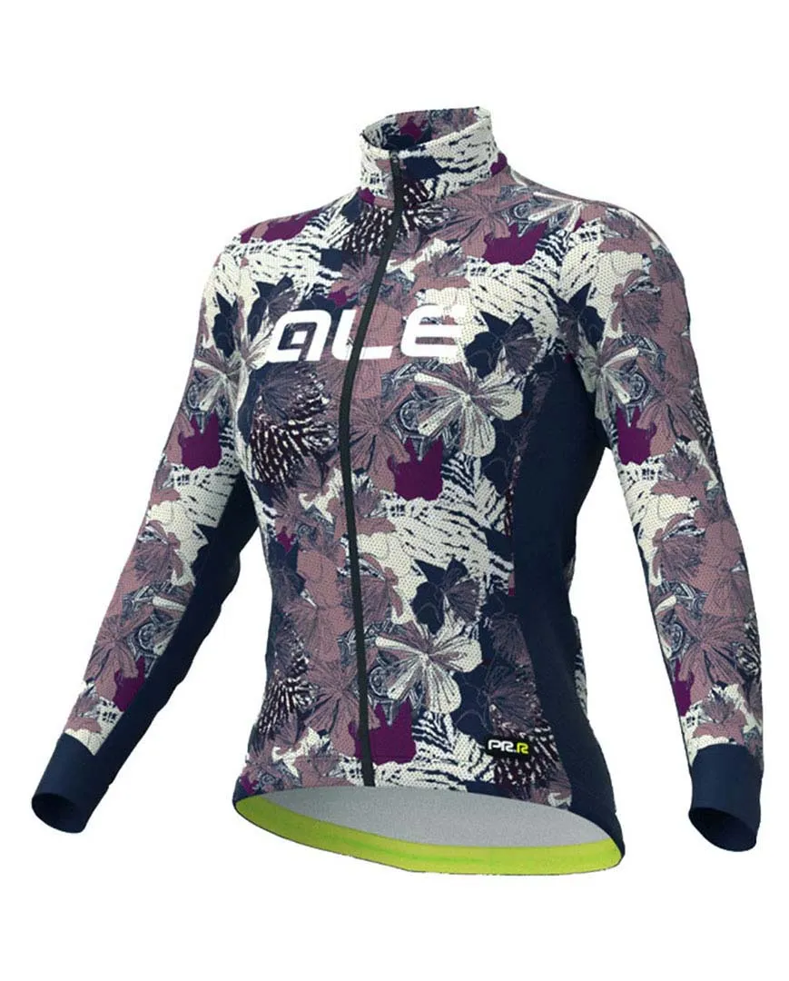 ALÉ Cyklistický dres s dlhým rukávom zimný - AMAZZONIA LADY WNT - modrá/béžová ALÉ Cyklistický dres s dlhým rukávom zimný - AMAZZONIA LADY WNT - modrá/béžová