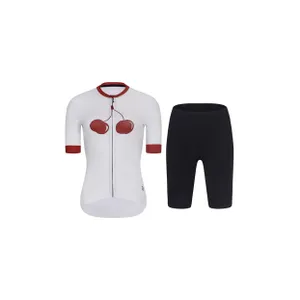 RIVANELLE Cyklistický krátky dres a krátke nohavice - FRUIT LADY - biela/čierna/červená RIVANELLE Cyklistický krátky dres a krátke nohavice - FRUIT LADY - biela/čierna/červená