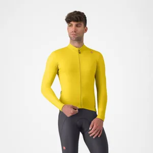 CASTELLI Cyklistický dres s dlhým rukávom zimný - ESPRESSO THERMAL - žltá CASTELLI Cyklistický dres s dlhým rukávom zimný - ESPRESSO THERMAL - žltá