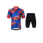 HOLOKOLO Cyklistický krátky dres a krátke nohavice - CARS - červená/čierna/modrá HOLOKOLO Cyklistický krátky dres a krátke nohavice - CARS - červená/čierna/modrá