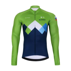 BONAVELO Cyklistický dres s dlhým rukávom zimný - SLOVENIA - modrá/zelená BONAVELO Cyklistický dres s dlhým rukávom zimný - SLOVENIA - modrá/zelená