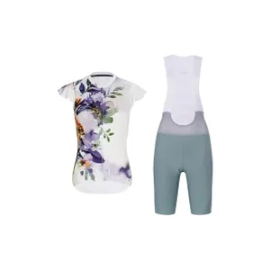 RIVANELLE Cyklistický krátky dres a krátke nohavice - MISS FLOWERY - zelená/biela/viacfarebná RIVANELLE Cyklistický krátky dres a krátke nohavice - MISS FLOWERY - zelená/biela/viacfarebná