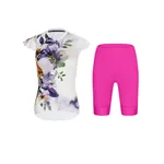 RIVANELLE Cyklistický krátky dres a krátke nohavice - MISS FLOWERY - cyklamenová/biela/viacfarebná RIVANELLE Cyklistický krátky dres a krátke nohavice - MISS FLOWERY - cyklamenová/biela/viacfarebná
