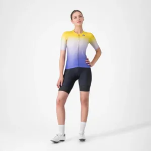 CASTELLI Cyklistický dres s krátkym rukávom - UPF W - žltá/fialová CASTELLI Cyklistický dres s krátkym rukávom - UPF W - žltá/fialová