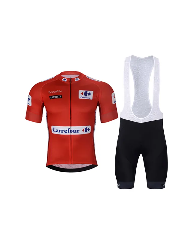 BONAVELO Cyklistický krátky dres a krátke nohavice - LA VUELTA - červená/čierna BONAVELO Cyklistický krátky dres a krátke nohavice - LA VUELTA - červená/čierna