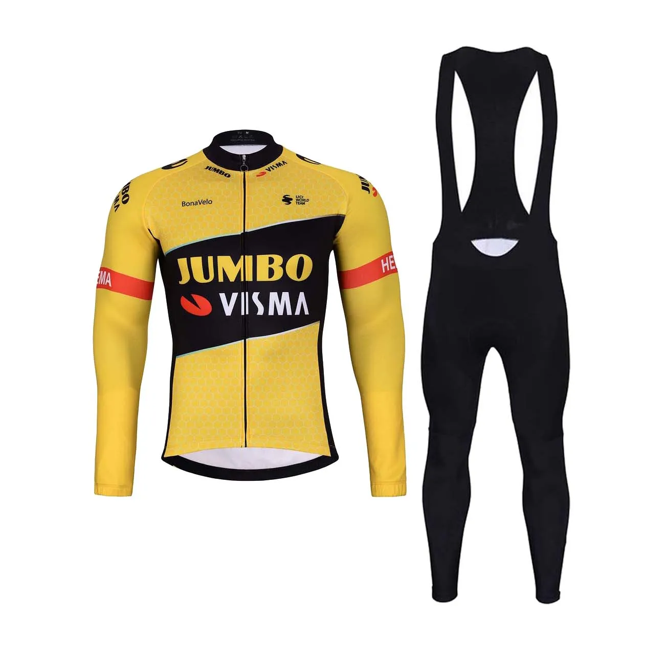 BONAVELO Cyklistický zimný dres a nohavice - JUMBO-VISMA 2024 WNT - žltá/čierna BONAVELO Cyklistický zimný dres a nohavice - JUMBO-VISMA 2024 WNT - žltá/čierna