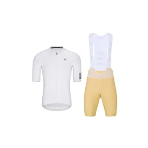 HOLOKOLO Cyklistický krátky dres a krátke nohavice - VICTORIOUS ELITE - béžová/biela HOLOKOLO Cyklistický krátky dres a krátke nohavice - VICTORIOUS ELITE - béžová/biela