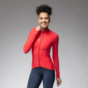 ALÉ Cyklistický dres s dlhým rukávom zimný - PRAGMA FONDO 3.0 LADY - červená ALÉ Cyklistický dres s dlhým rukávom zimný - PRAGMA FONDO 3.0 LADY - červená