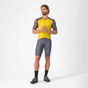 CASTELLI Cyklistický dres s krátkym rukávom - UNLIMITED ENDURANCE 3 - žltá/šedá CASTELLI Cyklistický dres s krátkym rukávom - UNLIMITED ENDURANCE 3 - žltá/šedá