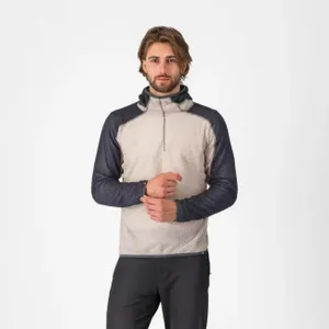 CASTELLI Cyklistická zateplená bunda - ALPHA FLEECE - ivory/šedá CASTELLI Cyklistická zateplená bunda - ALPHA FLEECE - ivory/šedá