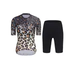 RIVANELLE Cyklistický krátky dres a krátke nohavice - WILDCAT - čierna/hnedá RIVANELLE Cyklistický krátky dres a krátke nohavice - WILDCAT - čierna/hnedá