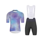HOLOKOLO Cyklistický krátky dres a krátke nohavice - COSMA - antracitová/svetlo modrá/fialová HOLOKOLO Cyklistický krátky dres a krátke nohavice - COSMA - antracitová/svetlo modrá/fialová