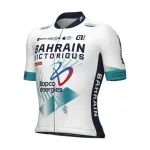 ALÉ Cyklistický dres s krátkym rukávom - BAHRAIN VICTORIOUS 2025 - biela/modrá ALÉ Cyklistický dres s krátkym rukávom - BAHRAIN VICTORIOUS 2025 - biela/modrá