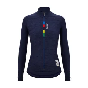 SANTINI Cyklistický dres s dlhým rukávom zimný - UCI OFFICIAL W - modrá SANTINI Cyklistický dres s dlhým rukávom zimný - UCI OFFICIAL W - modrá