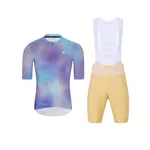 HOLOKOLO Cyklistický krátky dres a krátke nohavice - COSMA - béžová/svetlo modrá/fialová HOLOKOLO Cyklistický krátky dres a krátke nohavice - COSMA - béžová/svetlo modrá/fialová