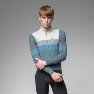 ALÉ Cyklistický dres s dlhým rukávom zimný - WOOL LINE - modrá/šedá ALÉ Cyklistický dres s dlhým rukávom zimný - WOOL LINE - modrá/šedá