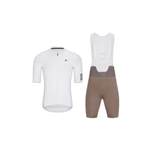 HOLOKOLO Cyklistický krátky dres a krátke nohavice - VICTORIOUS ELITE - biela/hnedá HOLOKOLO Cyklistický krátky dres a krátke nohavice - VICTORIOUS ELITE - biela/hnedá