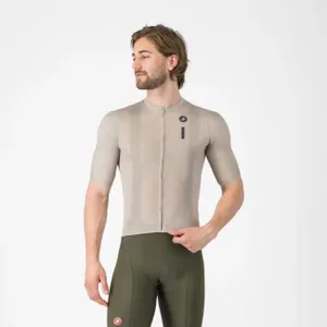 CASTELLI Cyklistický dres s krátkym rukávom - DRITTONE LOGO - béžová CASTELLI Cyklistický dres s krátkym rukávom - DRITTONE LOGO - béžová