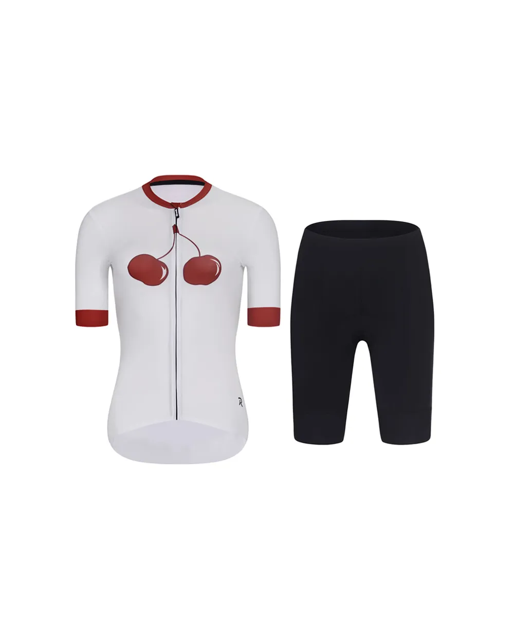 RIVANELLE Cyklistický krátky dres a krátke nohavice - FRUIT LADY - biela/čierna/červená RIVANELLE Cyklistický krátky dres a krátke nohavice - FRUIT LADY - biela/čierna/červená