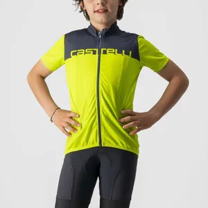 CASTELLI Cyklistický dres s krátkym rukávom - NEO PROLOGO KIDS - žltá/modrá CASTELLI Cyklistický dres s krátkym rukávom - NEO PROLOGO KIDS - žltá/modrá