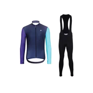 HOLOKOLO Cyklistický dlhý dres a nohavice - PERFORMANCE WINTER - čierna/fialová/zelená HOLOKOLO Cyklistický dlhý dres a nohavice - PERFORMANCE WINTER - čierna/fialová/zelená