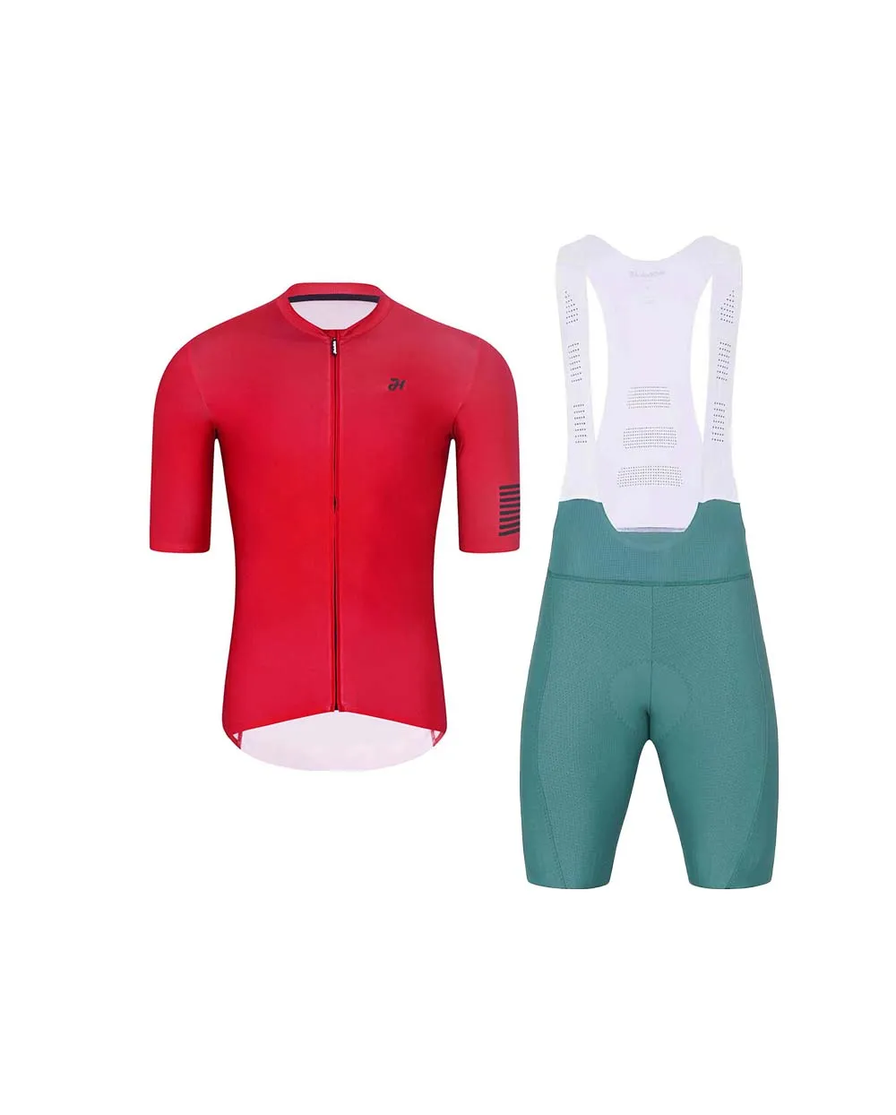 HOLOKOLO Cyklistický krátky dres a krátke nohavice - VICTORIOUS - zelená/červená HOLOKOLO Cyklistický krátky dres a krátke nohavice - VICTORIOUS - zelená/červená