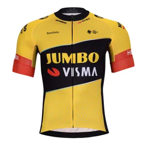 BONAVELO Cyklistický dres s krátkym rukávom - JUMBO-VISMA 2023 - žltá/čierna BONAVELO Cyklistický dres s krátkym rukávom - JUMBO-VISMA 2023 - žltá/čierna