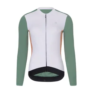 RIVANELLE Cyklistický dres s dlhým rukávom zimný - SPECIAL - biela/zelená RIVANELLE Cyklistický dres s dlhým rukávom zimný - SPECIAL - biela/zelená