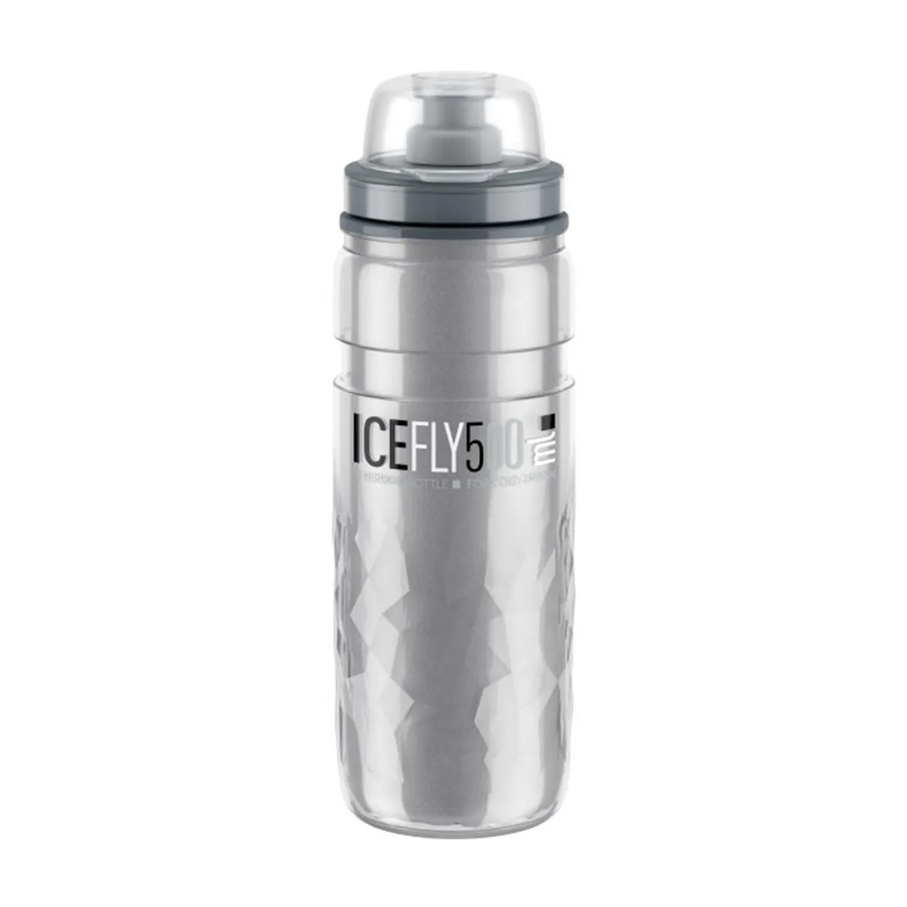 ELITE Cyklistická fľaša na vodu - ICE FLY MTB 500 ml - strieborná ELITE Cyklistická fľaša na vodu - ICE FLY MTB 500 ml - strieborná