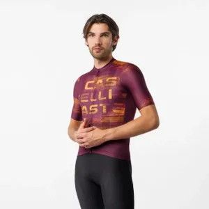 CASTELLI Cyklistický dres s krátkym rukávom - STRATUS LOGO - bordová CASTELLI Cyklistický dres s krátkym rukávom - STRATUS LOGO - bordová