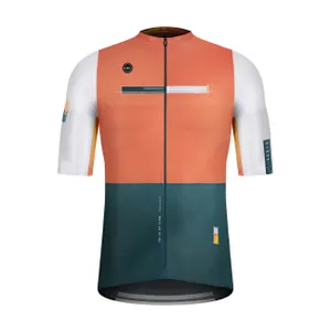 GOBIK Cyklistický dres s krátkym rukávom - ATTITUDE 2.0 - zelená/biela/oranžová GOBIK Cyklistický dres s krátkym rukávom - ATTITUDE 2.0 - zelená/biela/oranžová
