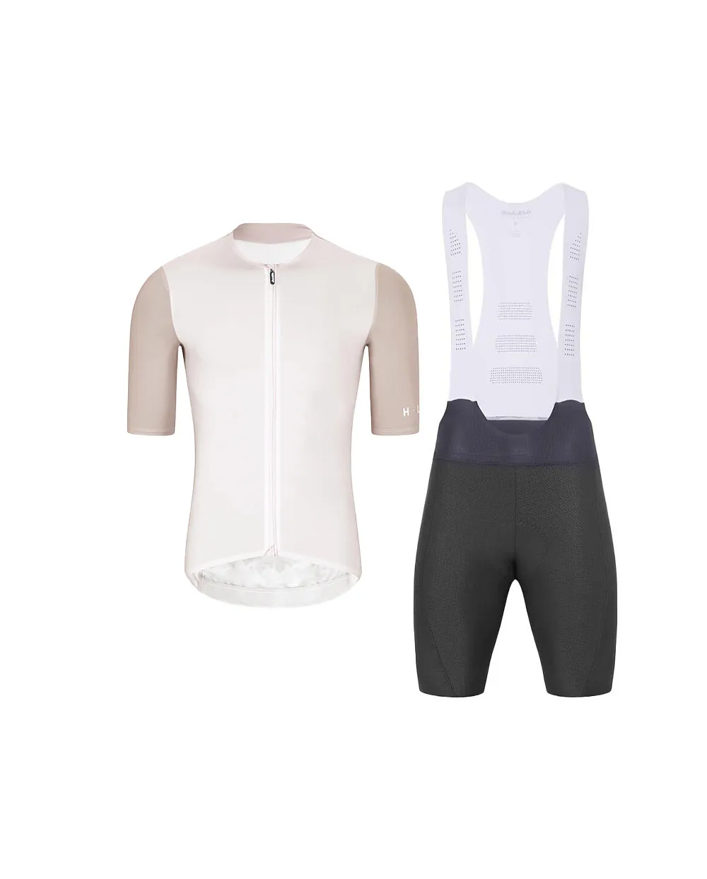 HOLOKOLO Cyklistický krátky dres a krátke nohavice - PERFORMANCE - béžová/čierna HOLOKOLO Cyklistický krátky dres a krátke nohavice - PERFORMANCE - béžová/čierna