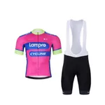 BONAVELO Cyklistický krátky dres a krátke nohavice - LAMPRE - ružová/čierna BONAVELO Cyklistický krátky dres a krátke nohavice - LAMPRE - ružová/čierna