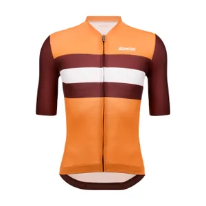 SANTINI Cyklistický dres s krátkym rukávom - ECO SLEEK NEW BENGAL - oranžová/bordová SANTINI Cyklistický dres s krátkym rukávom - ECO SLEEK NEW BENGAL - oranžová/bordová
