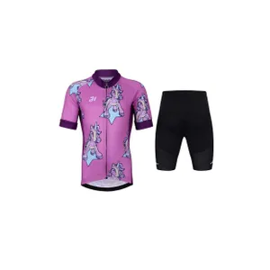 HOLOKOLO Cyklistický krátky dres a krátke nohavice - UNICORNS - fialová/čierna HOLOKOLO Cyklistický krátky dres a krátke nohavice - UNICORNS - fialová/čierna