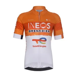 BONAVELO Cyklistický dres s krátkym rukávom - INEOS GRENADIERS KID 2026 - biela/oranžová BONAVELO Cyklistický dres s krátkym rukávom - INEOS GRENADIERS KID 2026 - biela/oranžová