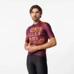 CASTELLI Cyklistický dres s krátkym rukávom - STRATUS LOGO - bordová CASTELLI Cyklistický dres s krátkym rukávom - STRATUS LOGO - bordová