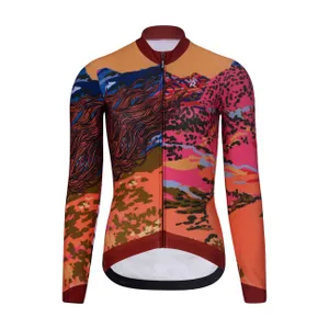 RIVANELLE Cyklistický dres s dlhým rukávom zimný - FREE WINTER - oranžová/viacfarebná RIVANELLE Cyklistický dres s dlhým rukávom zimný - FREE WINTER - oranžová/viacfarebná