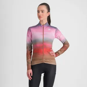 SPORTFUL Cyklistický dres s dlhým rukávom zimný - FLOW SUPERGIARA THERMAL - ružová/hnedá SPORTFUL Cyklistický dres s dlhým rukávom zimný - FLOW SUPERGIARA THERMAL - ružová/hnedá