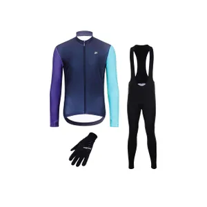 HOLOKOLO Cyklistický zimný dres a nohavice - PERFORMANCE WINTER - zelená/čierna/fialová HOLOKOLO Cyklistický zimný dres a nohavice - PERFORMANCE WINTER - zelená/čierna/fialová